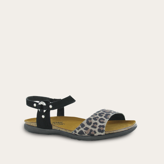 Leopard print ankle-strap sandal